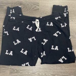 Women’s flirtitude size medium LA all over print black joggers